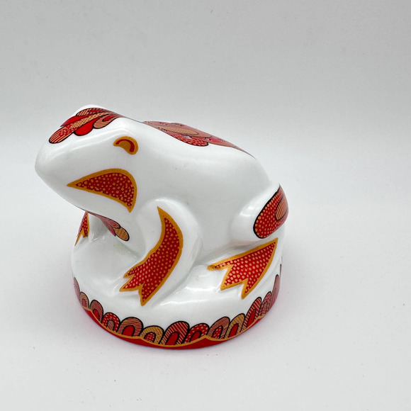 ELIZABETH ARDEN Ceramic Frog Pomander, Sachet Diffuser Red White Gold Vintage - Picture 2 of 6